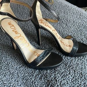 Sam Edelman Eleanor high heels black fake animal print leather.